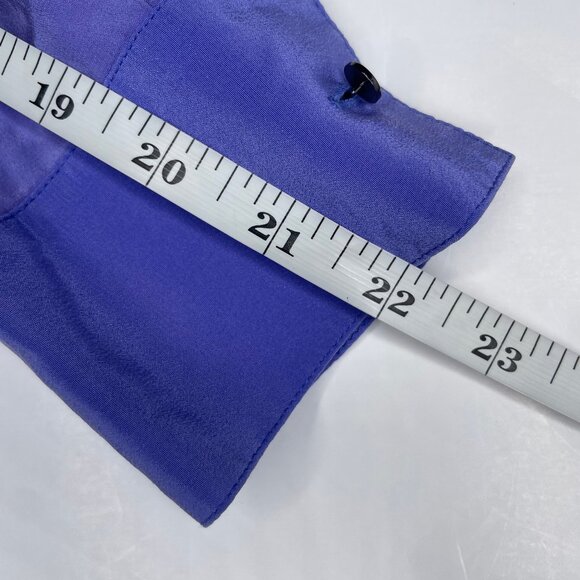 ANTONIO MELANI 100% Silk Purple Collared Button Tie Front Long Sleeve Blouse L - Picture 8 of 11